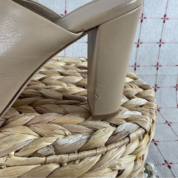 Vince Vero Cuoio Soft Calfskin Leather Tan Heeled Sandals Mules Size 9.5 39.5 - Picture 7 of 9